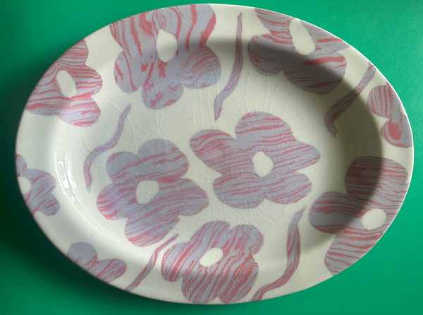 Lavender Marbled Flower Platter