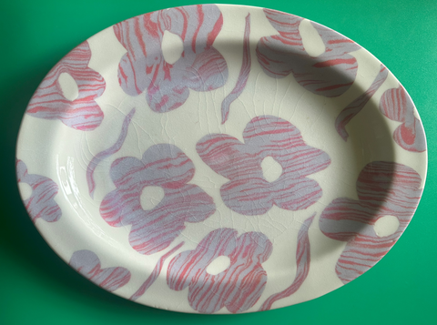 Lavender Marbled Flower Platter